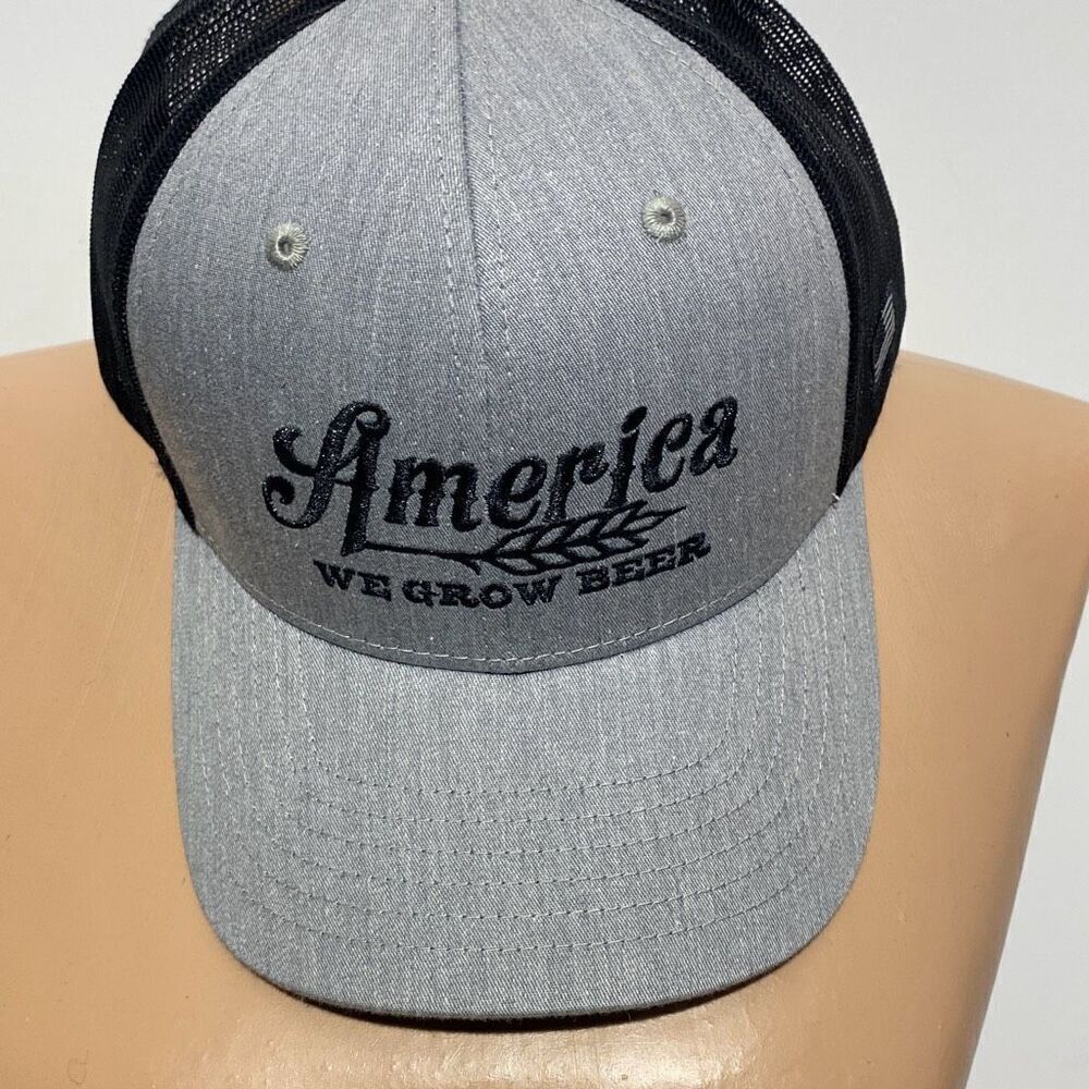 NWT Cut From The Rural Cloth Men's Gray Black America We‎ Grow Beer Trucker Cap